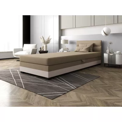 Jednolůžková čalouněná postel 90x195 NALINDA 2 - hnědá / ecru