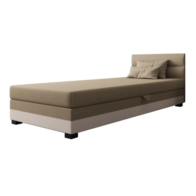 Jednolůžková čalouněná postel 110x195 NALINDA 2 - hnědá / ecru