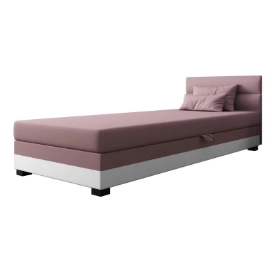 Jednolůžková čalouněná postel 90x195 NALINDA 2 - růžová / bílá