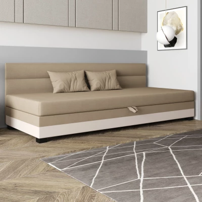 Jednolůžková čalouněná postel 100x195 NALINDA BIZ 1 - hnědá / ecru