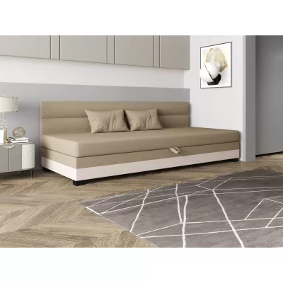 Jednolůžková čalouněná postel 120x195 NALINDA BIZ 1 - hnědá / ecru