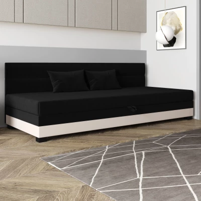 Jednolůžková čalouněná postel 90x195 NALINDA BIZ 2 - černá / ecru