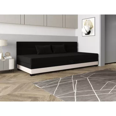 Jednolůžková čalouněná postel 100x195 NALINDA BIZ 2 - černá / ecru