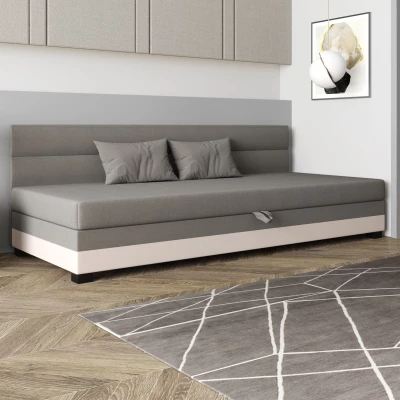 Jednolůžková čalouněná postel 80x195 NALINDA BIZ 2 - světle šedá / ecru