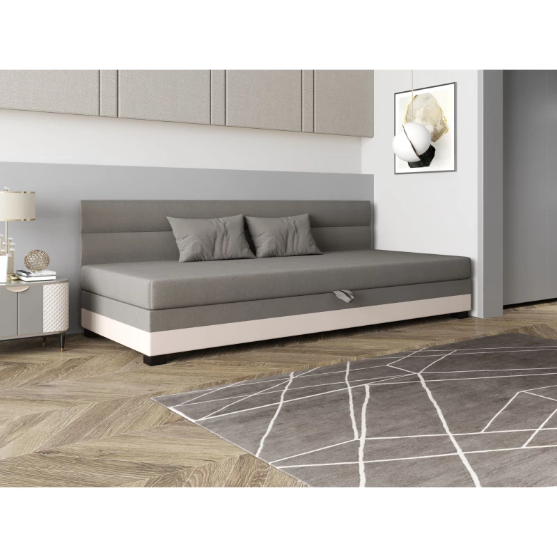 Jednolůžková čalouněná postel 80x195 NALINDA BIZ 2 - světle šedá / ecru