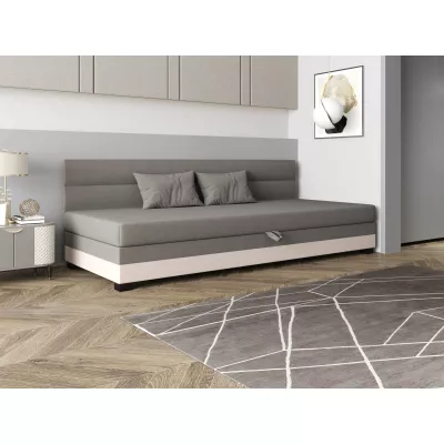 Jednolůžková čalouněná postel 120x195 NALINDA BIZ 2 - světle šedá / ecru