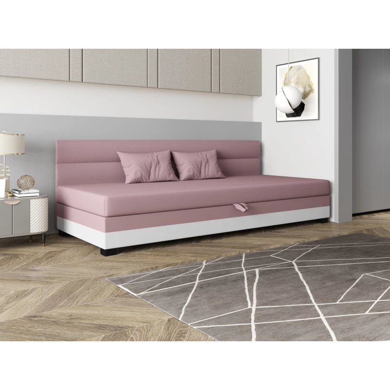 Jednolůžková čalouněná postel 80x195 NALINDA BIZ 2 - růžová / bílá
