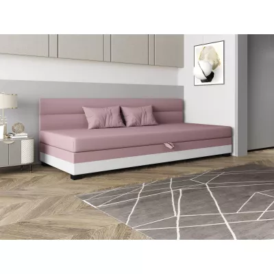 Jednolůžková čalouněná postel 90x195 NALINDA BIZ 2 - růžová / bílá