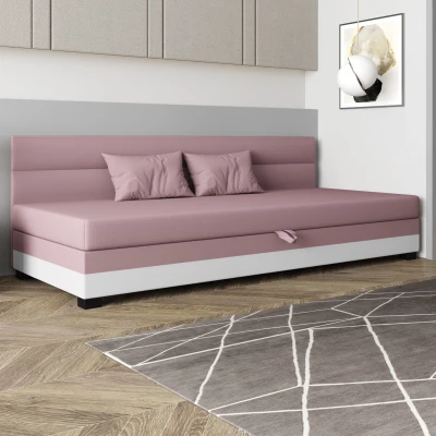 Jednolůžková čalouněná postel 120x195 NALINDA BIZ 2 - růžová / bílá