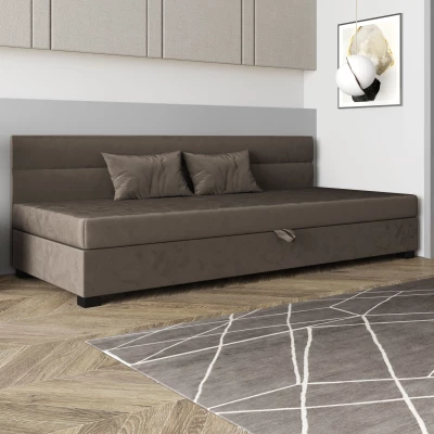 Jednolůžková čalouněná postel 100x195 NALINDA BIZ 2 - tmavě hnědá