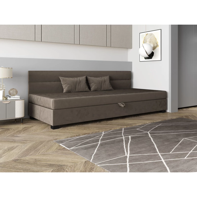 Jednolůžková čalouněná postel 100x195 NALINDA BIZ 2 - tmavě hnědá