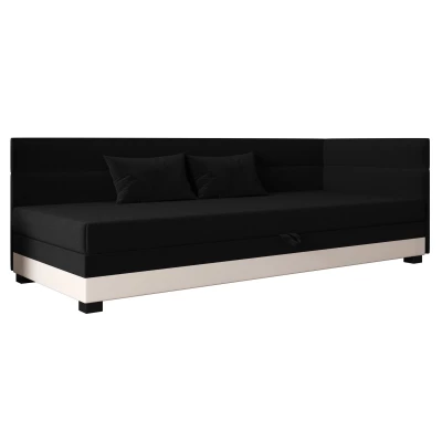 Jednolůžková čalouněná postel 110x195 NALINDA PLUS 1 - černá / ecru