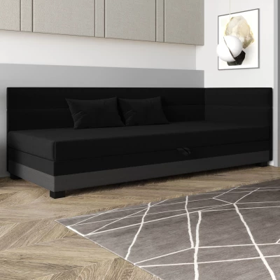 Jednolůžková čalouněná postel 100x195 NALINDA PLUS 1 - černá / šedá