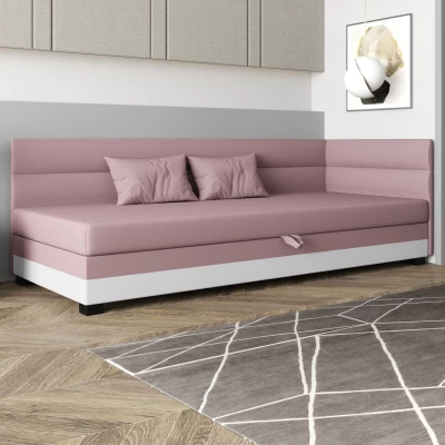 Jednolůžková čalouněná postel 120x195 NALINDA PLUS 1 - růžová / bílá