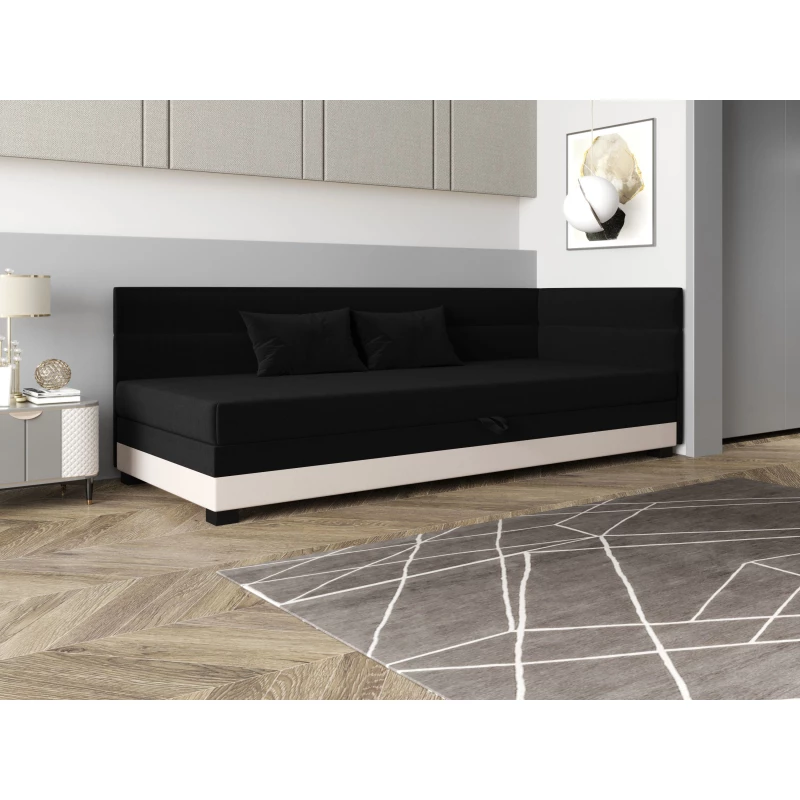 Jednolůžková čalouněná postel 80x195 NALINDA PLUS 2 - černá / ecru