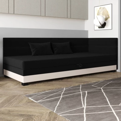 Jednolůžková čalouněná postel 120x195 NALINDA PLUS 2 - černá / ecru