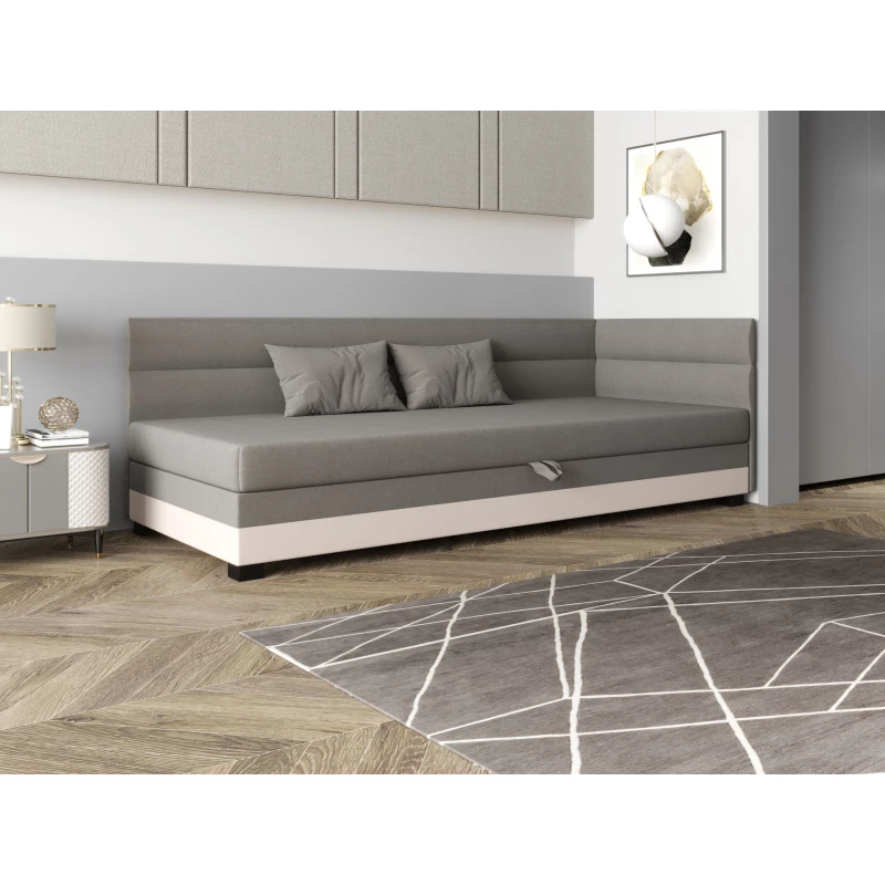 Jednolůžková čalouněná postel 80x195 NALINDA PLUS 2 - světle šedá / ecru