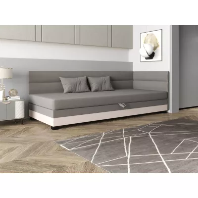Jednolůžková čalouněná postel 80x195 NALINDA PLUS 2 - světle šedá / ecru