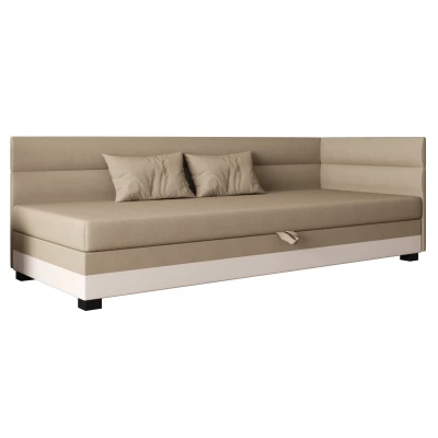 Jednolůžková čalouněná postel 80x195 NALINDA PLUS 2 - hnědá / ecru