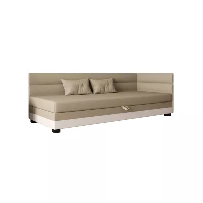 Jednolůžková čalouněná postel 80x195 NALINDA PLUS 2 - hnědá / ecru