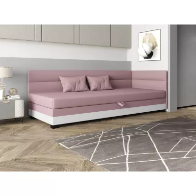 Jednolůžková čalouněná postel 80x195 NALINDA PLUS 2 - růžová / bílá