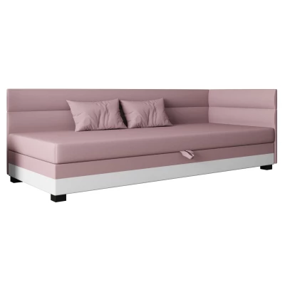 Jednolůžková čalouněná postel 90x195 NALINDA PLUS 2 - růžová / bílá