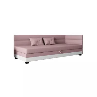 Jednolůžková čalouněná postel 110x195 NALINDA PLUS 2 - růžová / bílá