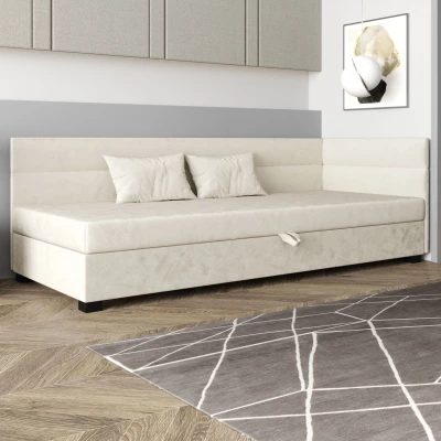 Jednolůžková čalouněná postel 100x195 NALINDA PLUS 2 - ecru