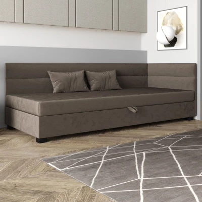 Jednolůžková čalouněná postel 100x195 NALINDA PLUS 2 - tmavě hnědá