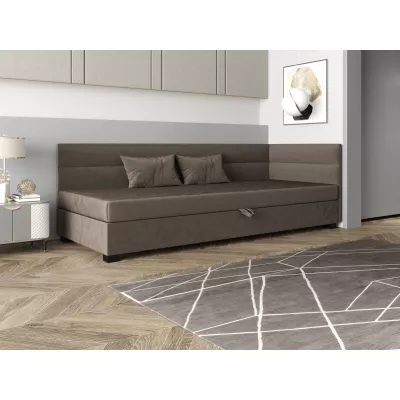 Jednolůžková čalouněná postel 100x195 NALINDA PLUS 2 - tmavě hnědá