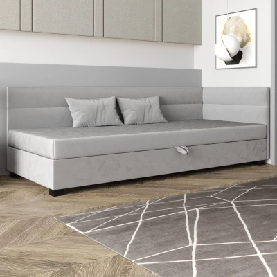 Jednolůžková čalouněná postel 90x195 NALINDA PLUS 2 - světle šedá