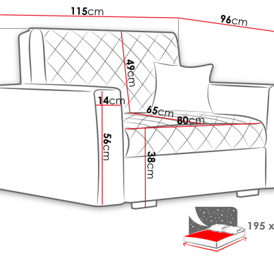 VÝPRODEJ - Rozkládací křeslo s úložným prostorem BELA KARO 1 - šedé