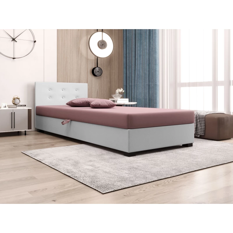 Jednolůžková postel 90x195 AJKA 1 - růžová / bílá