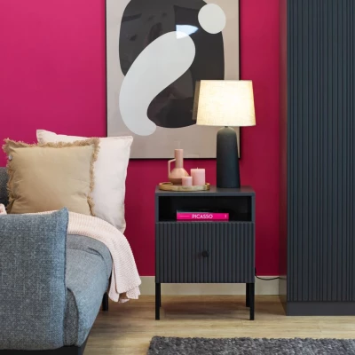 VÝPRODEJ - Noční stolek HASKEL - antracitový