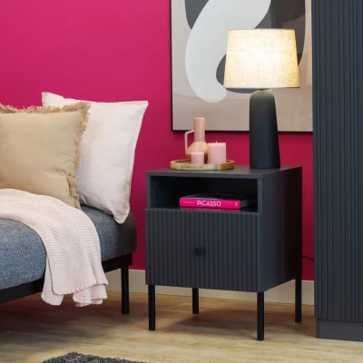 VÝPRODEJ - Noční stolek HASKEL - antracitový