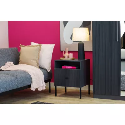 VÝPRODEJ - Noční stolek HASKEL - antracitový