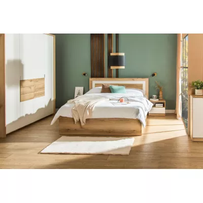 VÝPRODEJ - Noční stolek AZIZA - dub grand přírodní / bílý