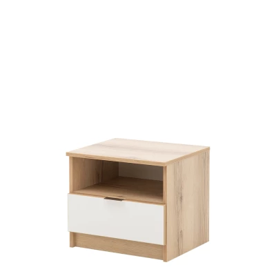 VÝPRODEJ - Noční stolek AZIZA - dub grand přírodní / bílý