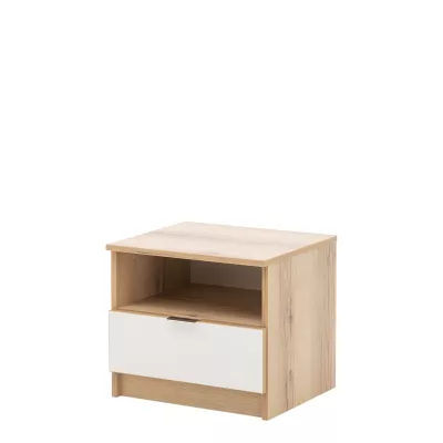 VÝPRODEJ - Noční stolek AZIZA - dub grand přírodní / bílý