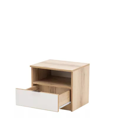 VÝPRODEJ - Noční stolek AZIZA - dub grand přírodní / bílý