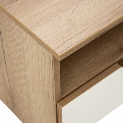 VÝPRODEJ - Noční stolek AZIZA - dub grand přírodní / bílý
