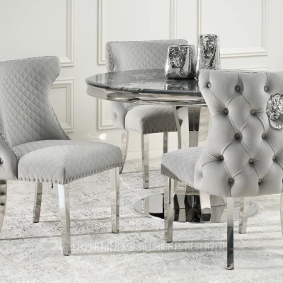 VÝPRODEJ - Luxusní jídelní židle KALISSA - šedá / chrom