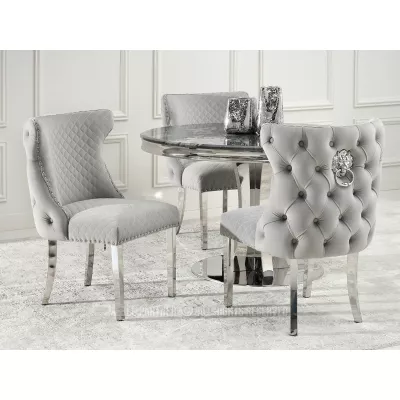 VÝPRODEJ - Luxusní jídelní židle KALISSA - šedá / chrom