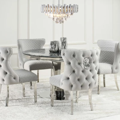 VÝPRODEJ - Luxusní jídelní židle KALISSA - šedá / chrom
