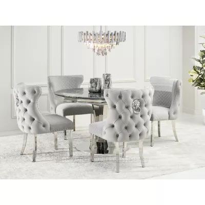 VÝPRODEJ - Luxusní jídelní židle KALISSA - šedá / chrom