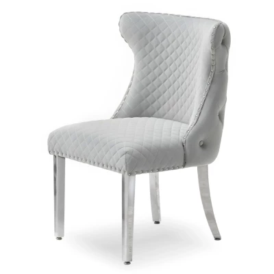 VÝPRODEJ - Luxusní jídelní židle KALISSA - šedá / chrom