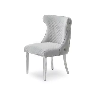 VÝPRODEJ - Luxusní jídelní židle KALISSA - šedá / chrom