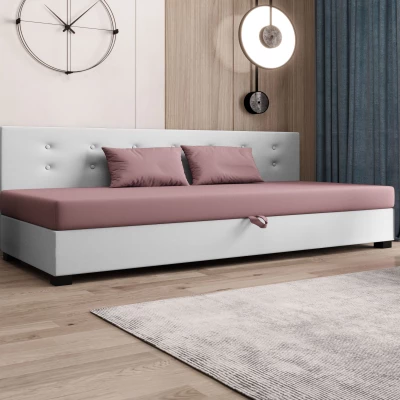 Jednolůžková postel 80x195 AJKA BIZ 1 - růžová / bílá