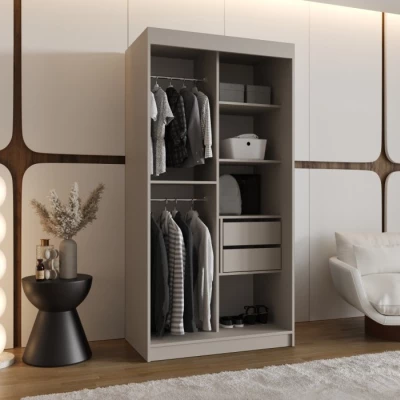 Šatní skříň s posuvnými dveřmi 100 cm CASANDRA - kašmír