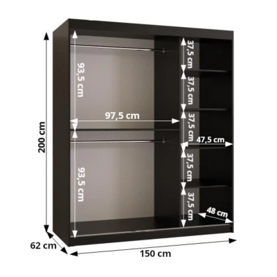 Šatní skříň s posuvnými dveřmi 150 cm CASANDRA - kašmír